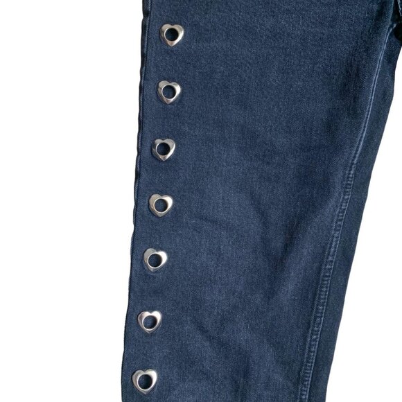 ZARA Black Denim Heart Jeans- - Picture 3 of 6